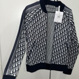 CHRISTIAN DIOR OBLIQUE LOGO JACKET NAVY MEDIUM NWT